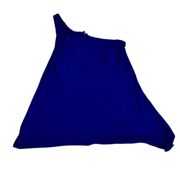 Women's Cable and Guage Royal Blue One Shoulder Lined Swing Top Size L - Picture 2 of 7